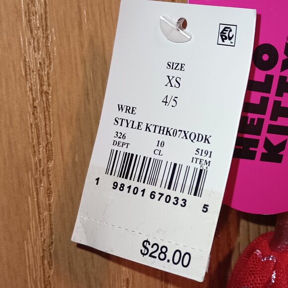 NEW Girls' Hello Kitty Hooded Cosplay Short Sleeve Tutu Dress - Red/White XS - Picture 7 of 8